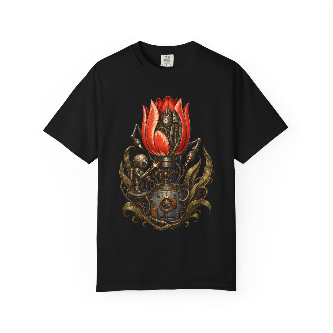 Micro Industrial Tulip Mech T-Shirt Graphic