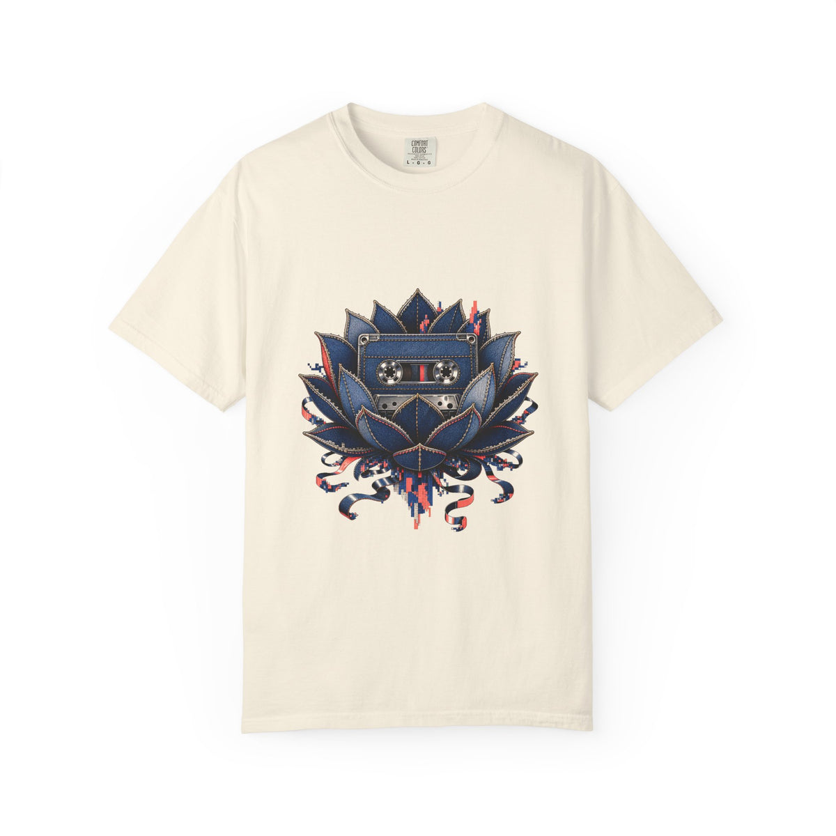 Glitch Denim Cassette Lotus Graphic Tee