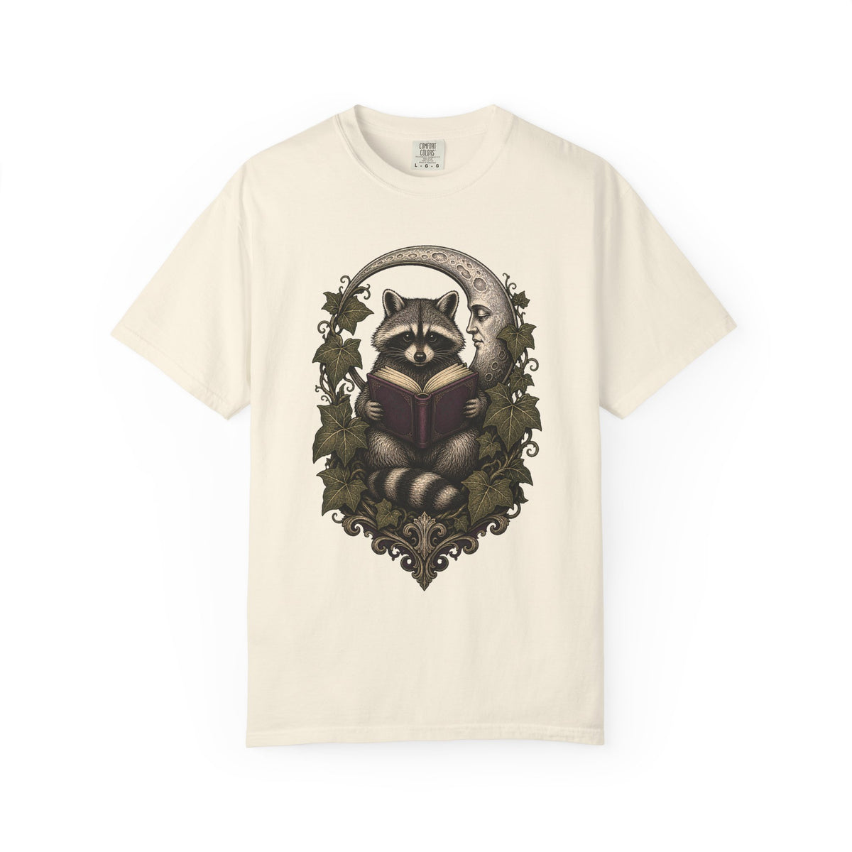 Midnight Library Raccoon Woodcut Graphic Tee