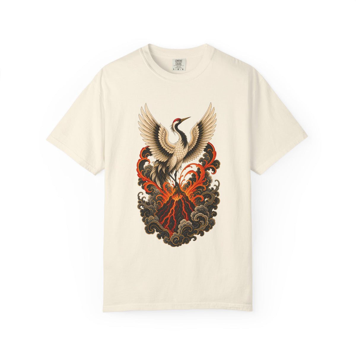Tattoo Flash Volcano Crane Graphic Tee