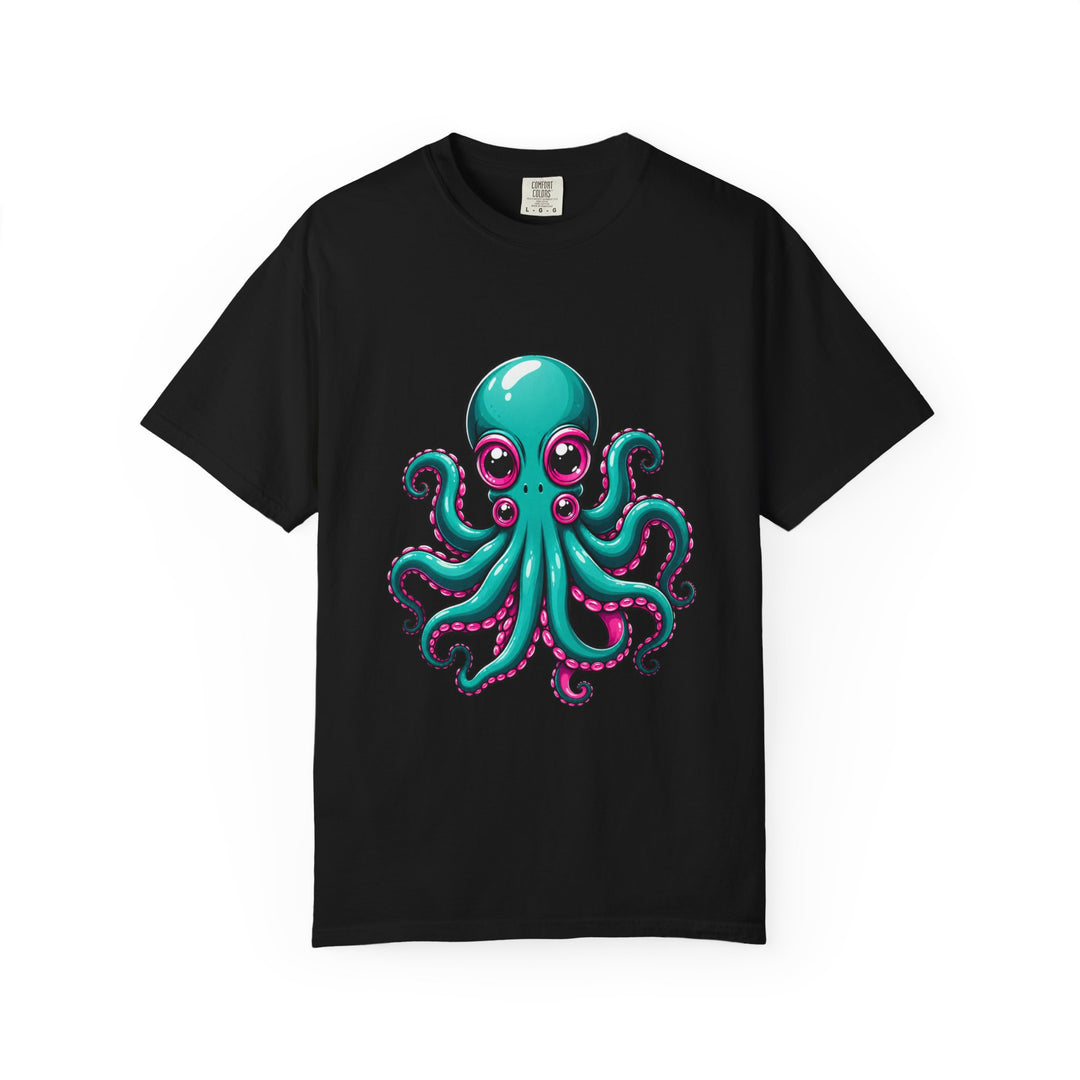 Cute Teal Octopus Cartoon T-Shirt Graphic