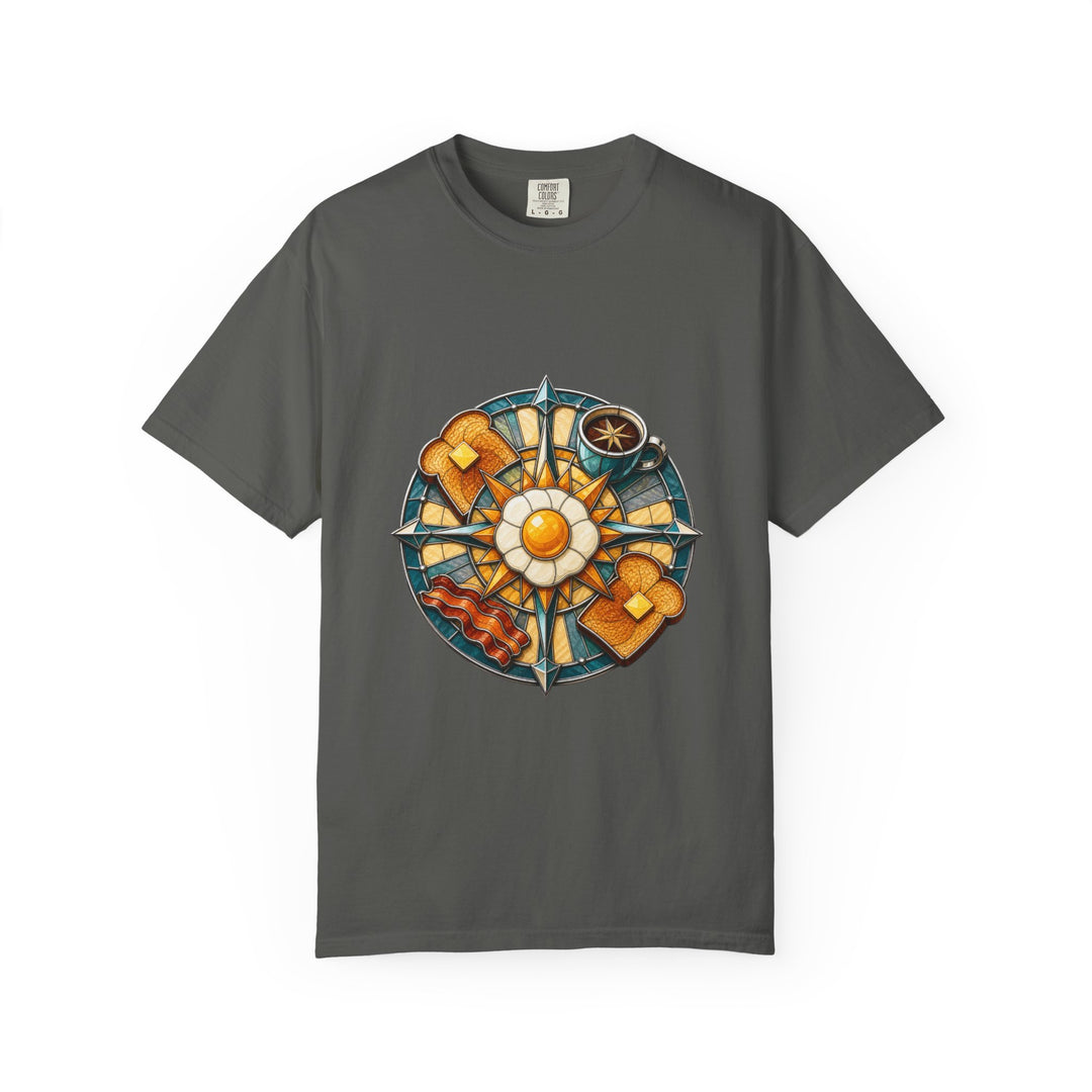 Stained Glass Roadside Breakfast Compass T-Shirt Graphic