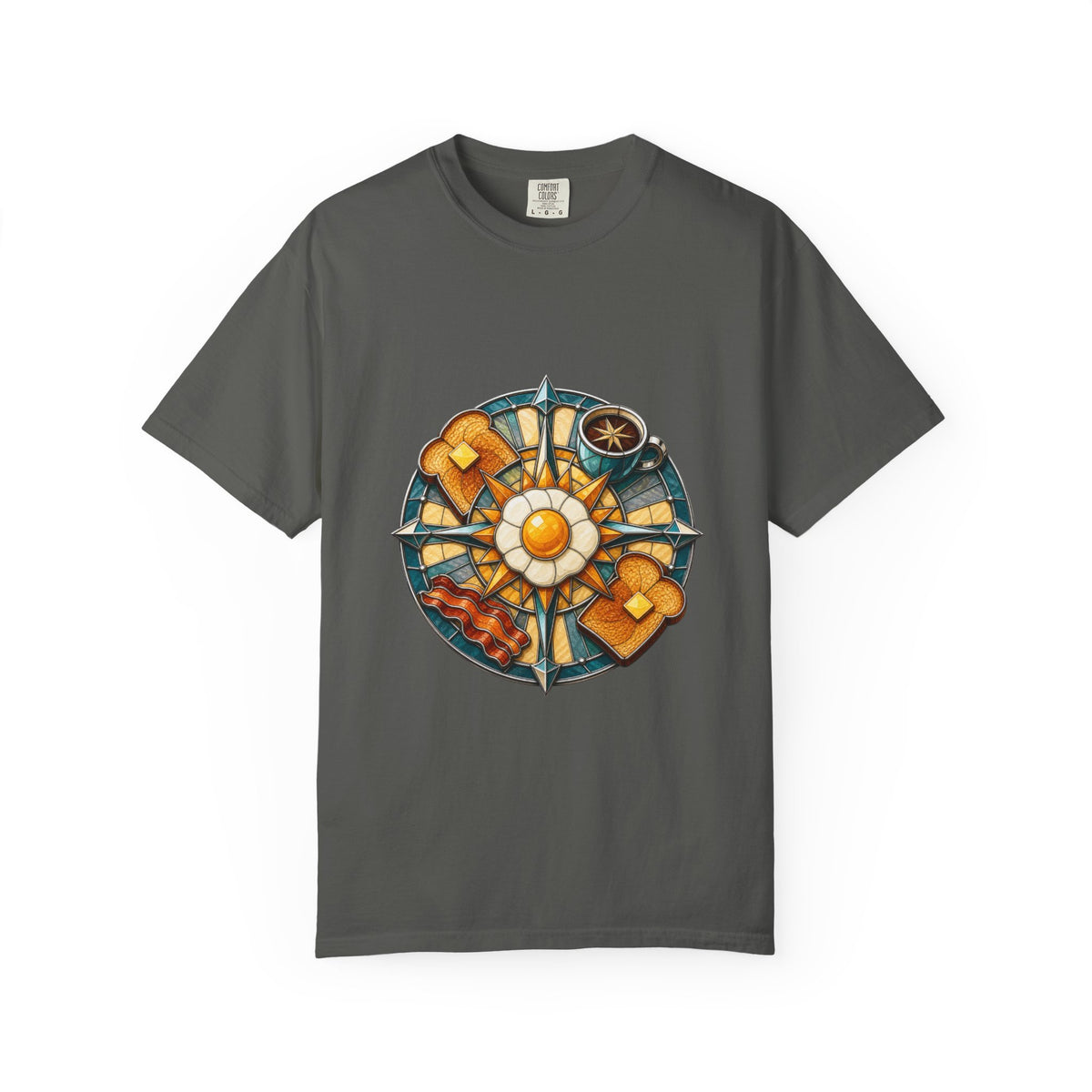 Stained Glass Roadside Breakfast Compass T-Shirt Graphic
