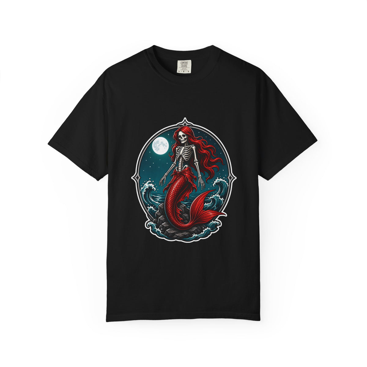 Moonlit Skeleton Mermaid T-Shirt Graphic