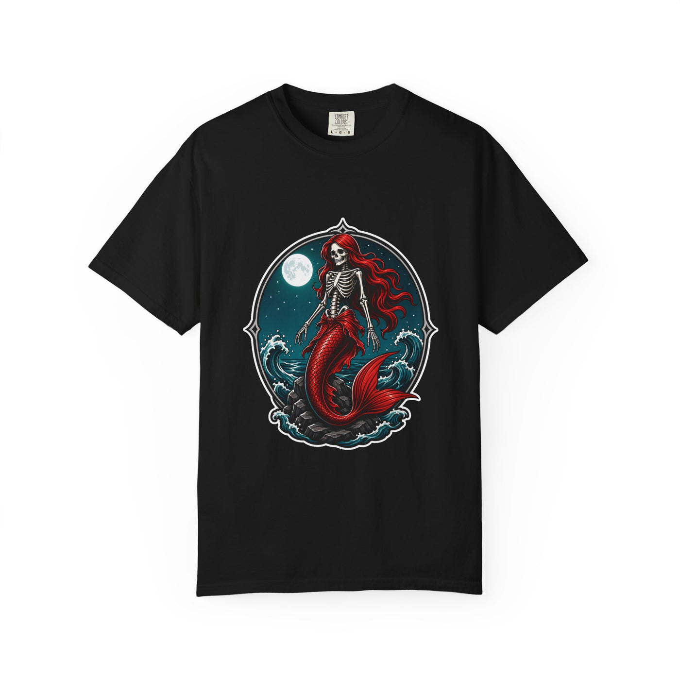 Moonlit Skeleton Mermaid T-Shirt Graphic
