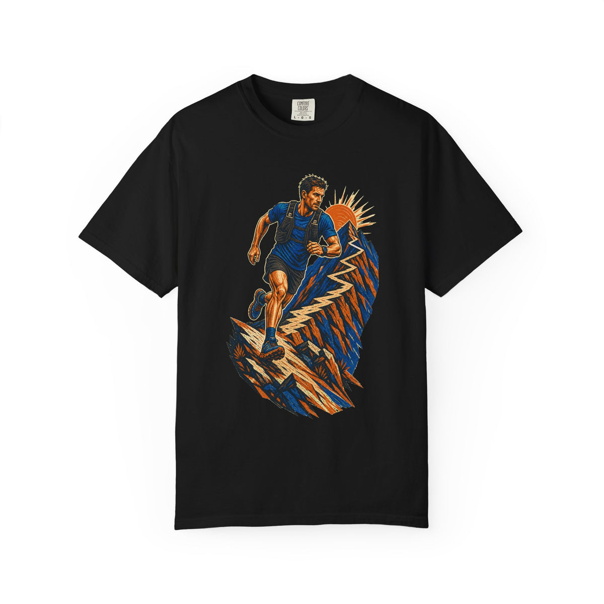 Ridge Descent Trail Runner Linocut Graphic Tee