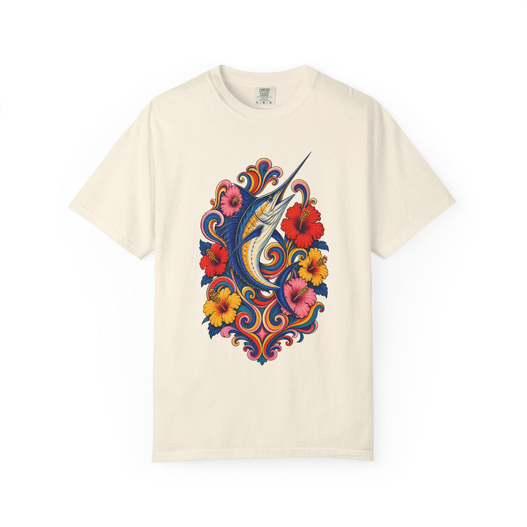 Psychedelic Hibiscus Swordfish Graphic Tee