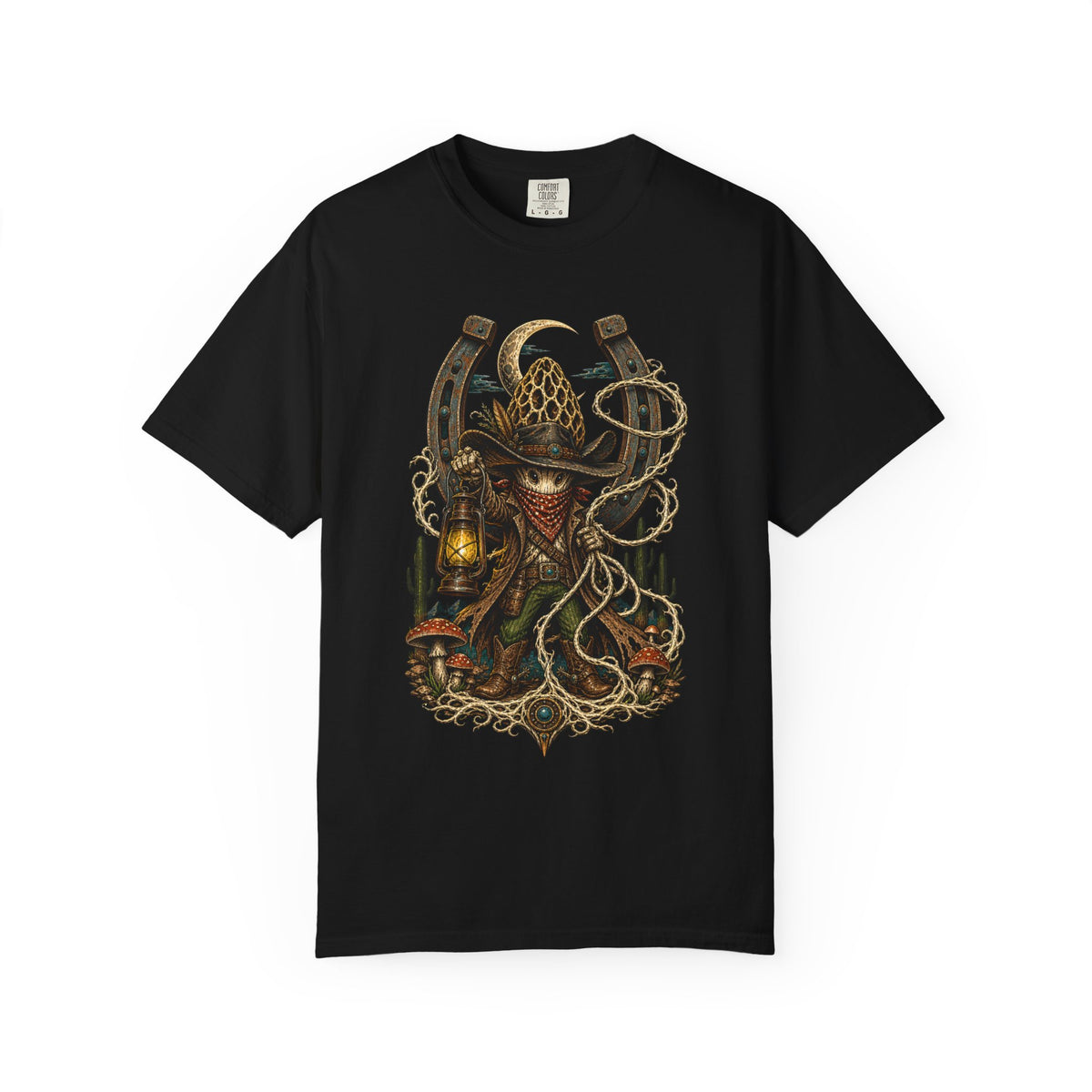 Woodcut Mushroom Outlaw T-Shirt Graphic
