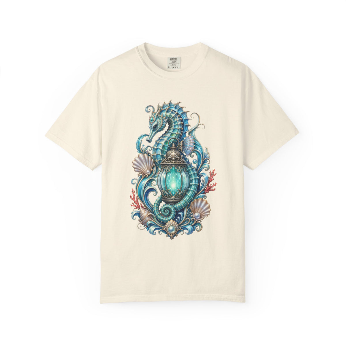 Aquamarine Seahorse Lantern Graphic Tee
