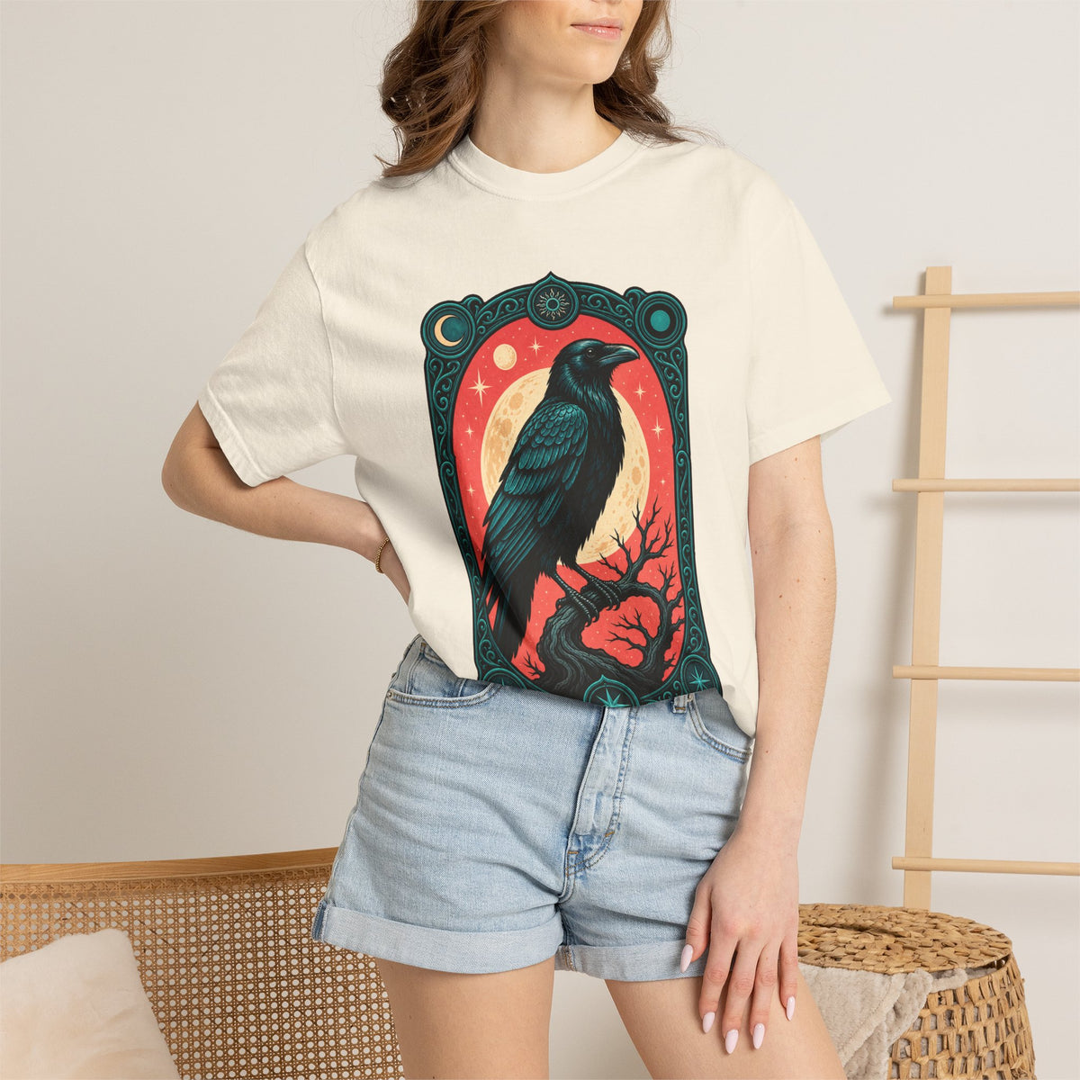 Moon Raven Gothic Crest T-Shirt Graphic
