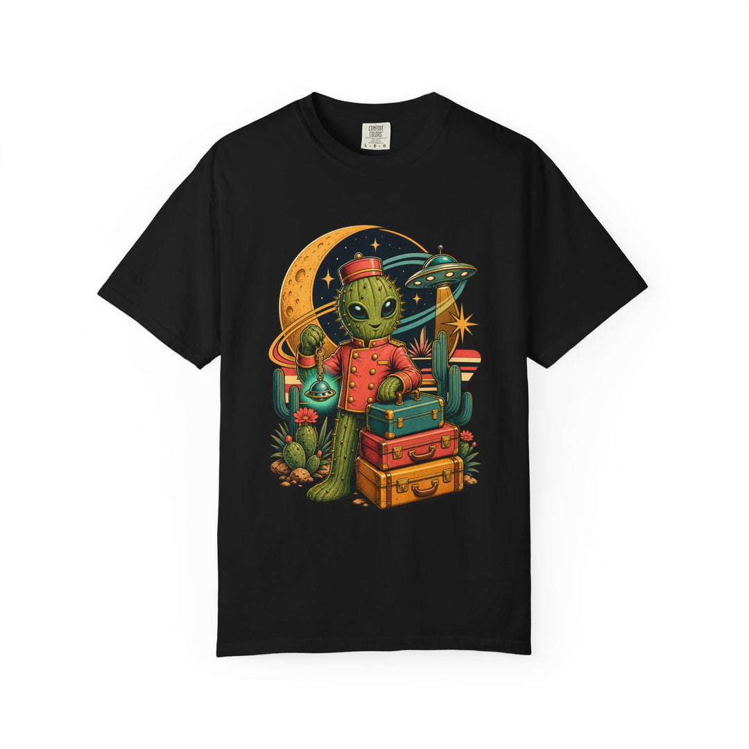 Alien Cactus Bellhop Retro T-Shirt Graphic