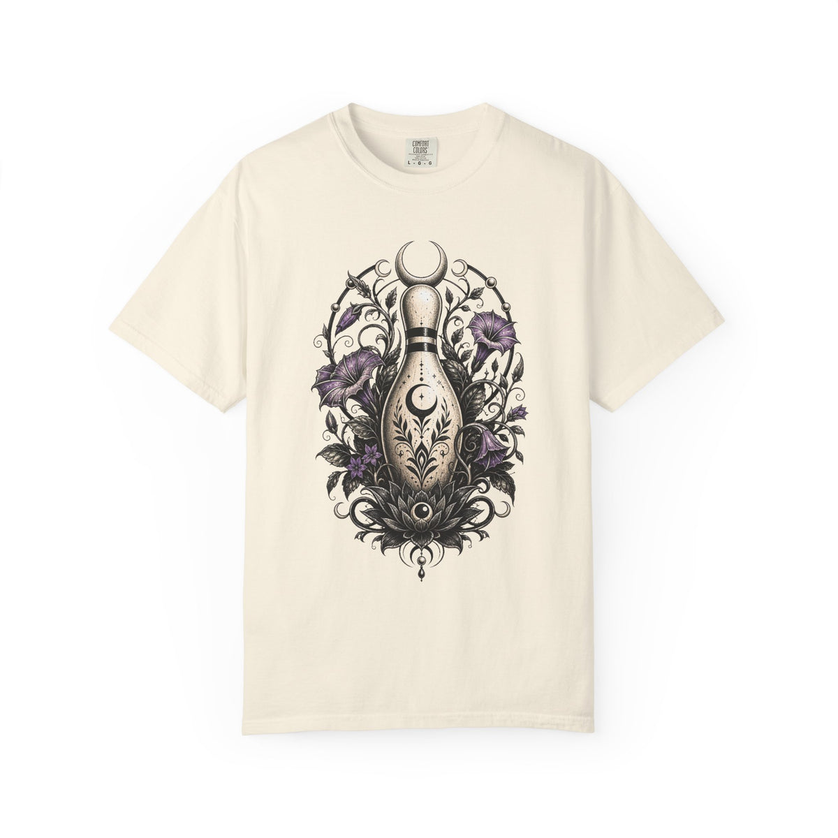 Blackwork Moonlit Garden Bowling Relic T-Shirt Graphic