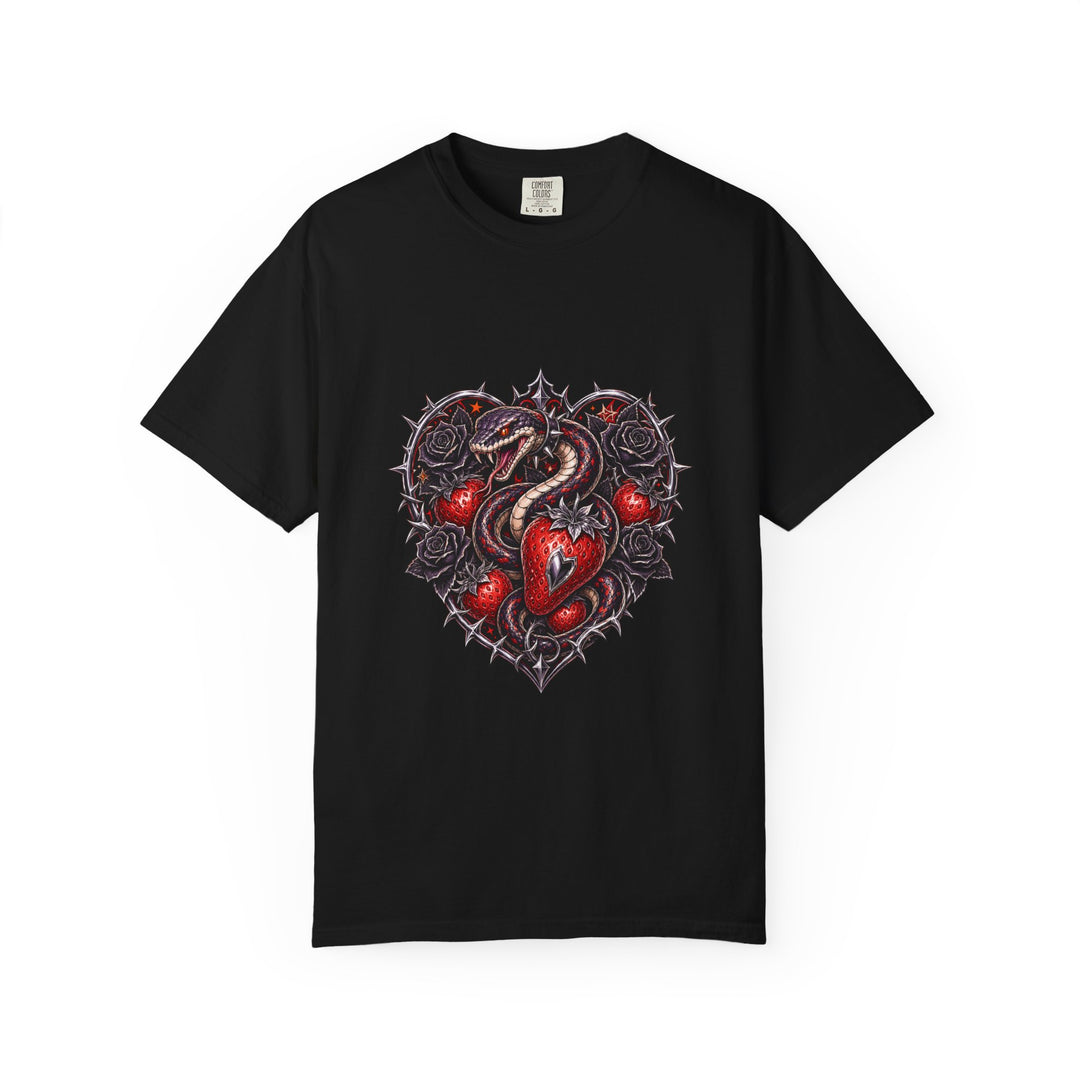 Punk Metal Strawberry Serpent T-Shirt Graphic