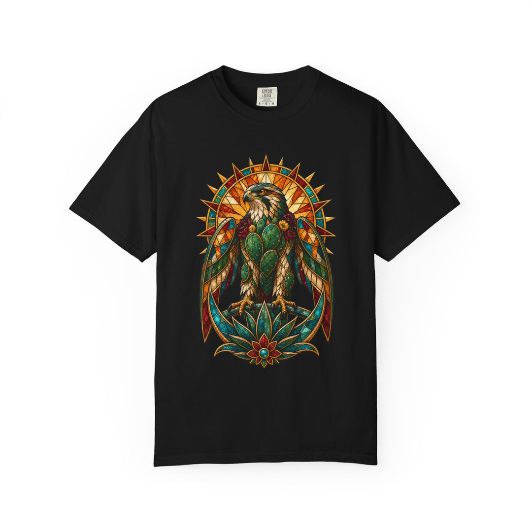 Stained Glass Cactus Falcon T-Shirt Graphic