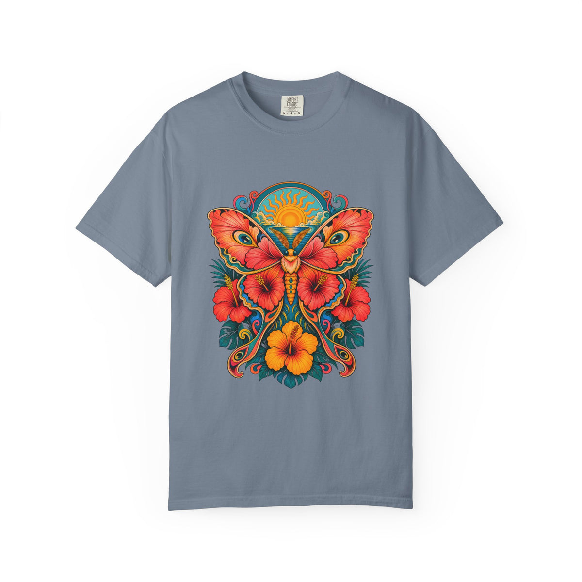 Psychedelic Hibiscus Moth Graphic Tee