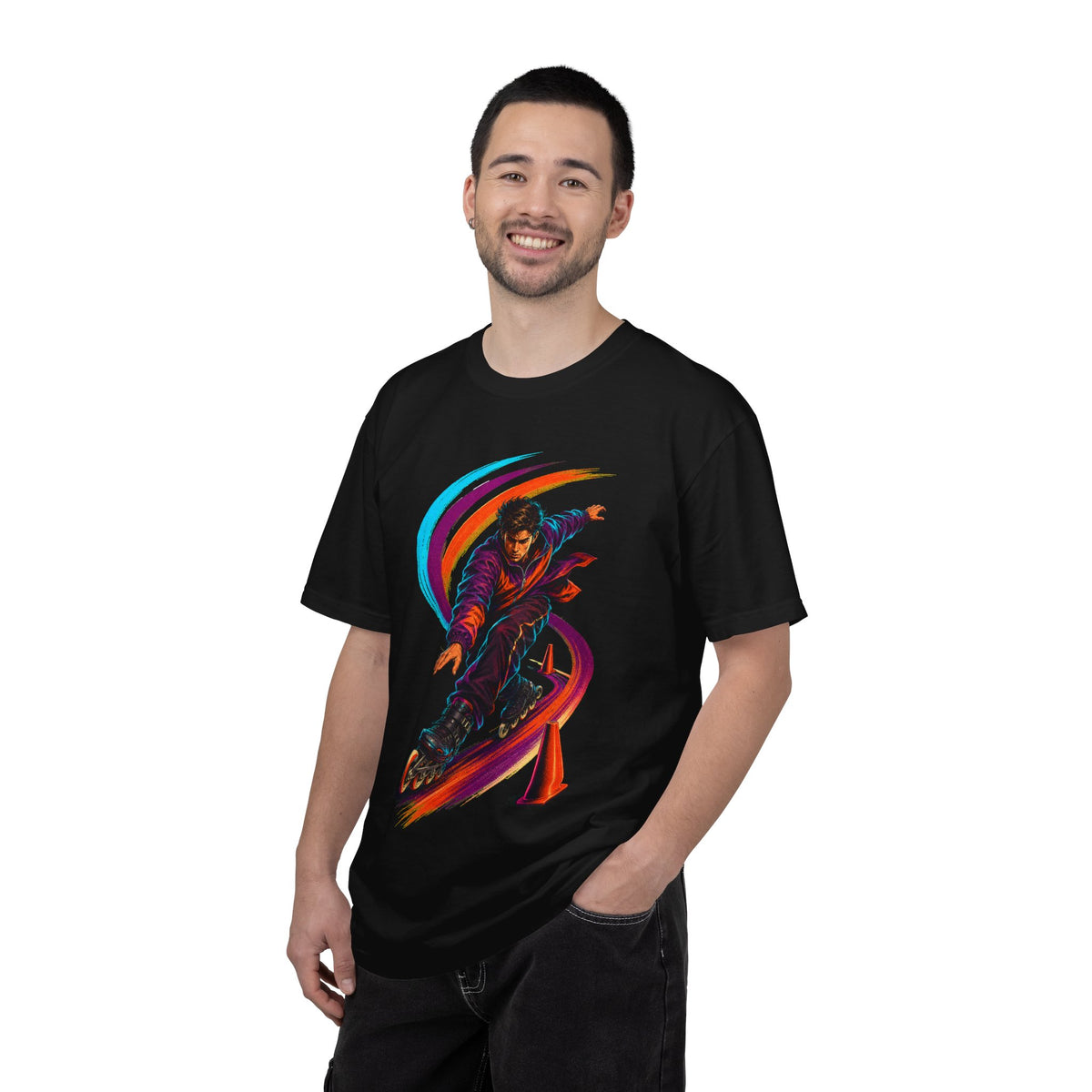Street Slalom Inline Skater Neon Risograph Graphic Tee