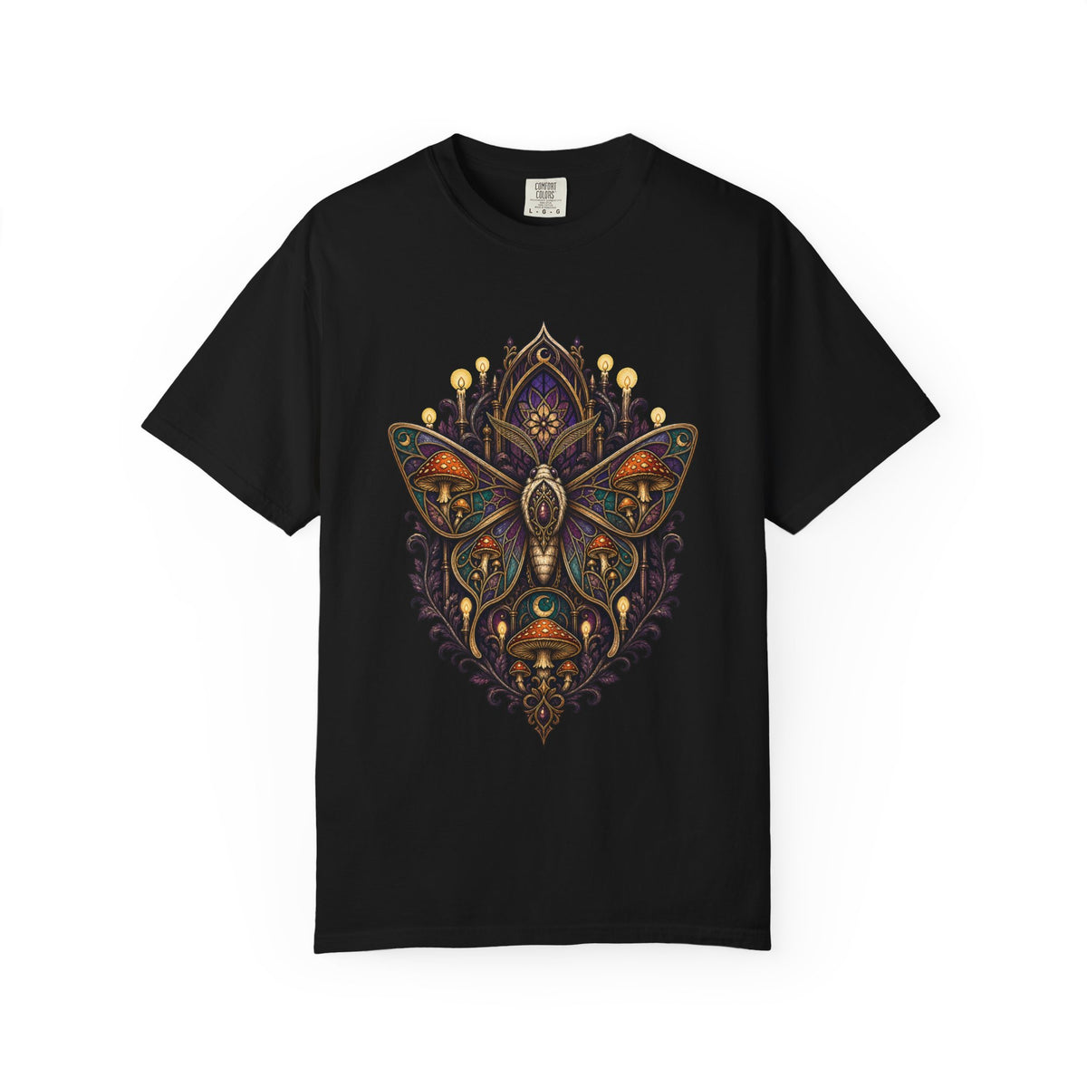 Gothic Mushroom Cathedral Moth T-Shirt Graphic