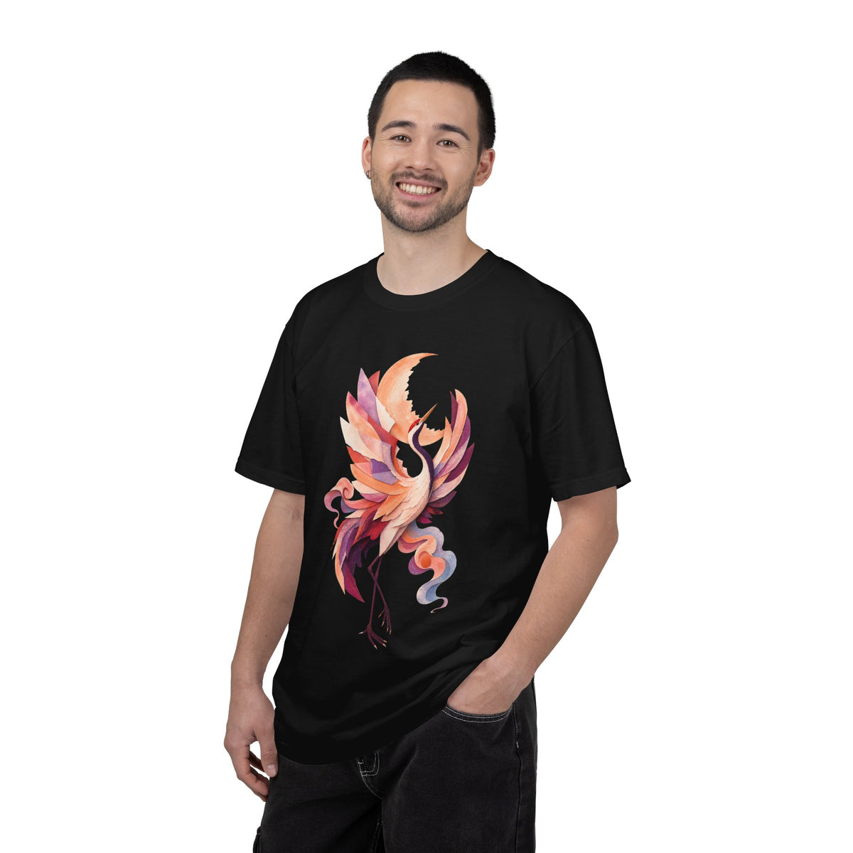 Peach Plum Lunar Crane Graphic Tee