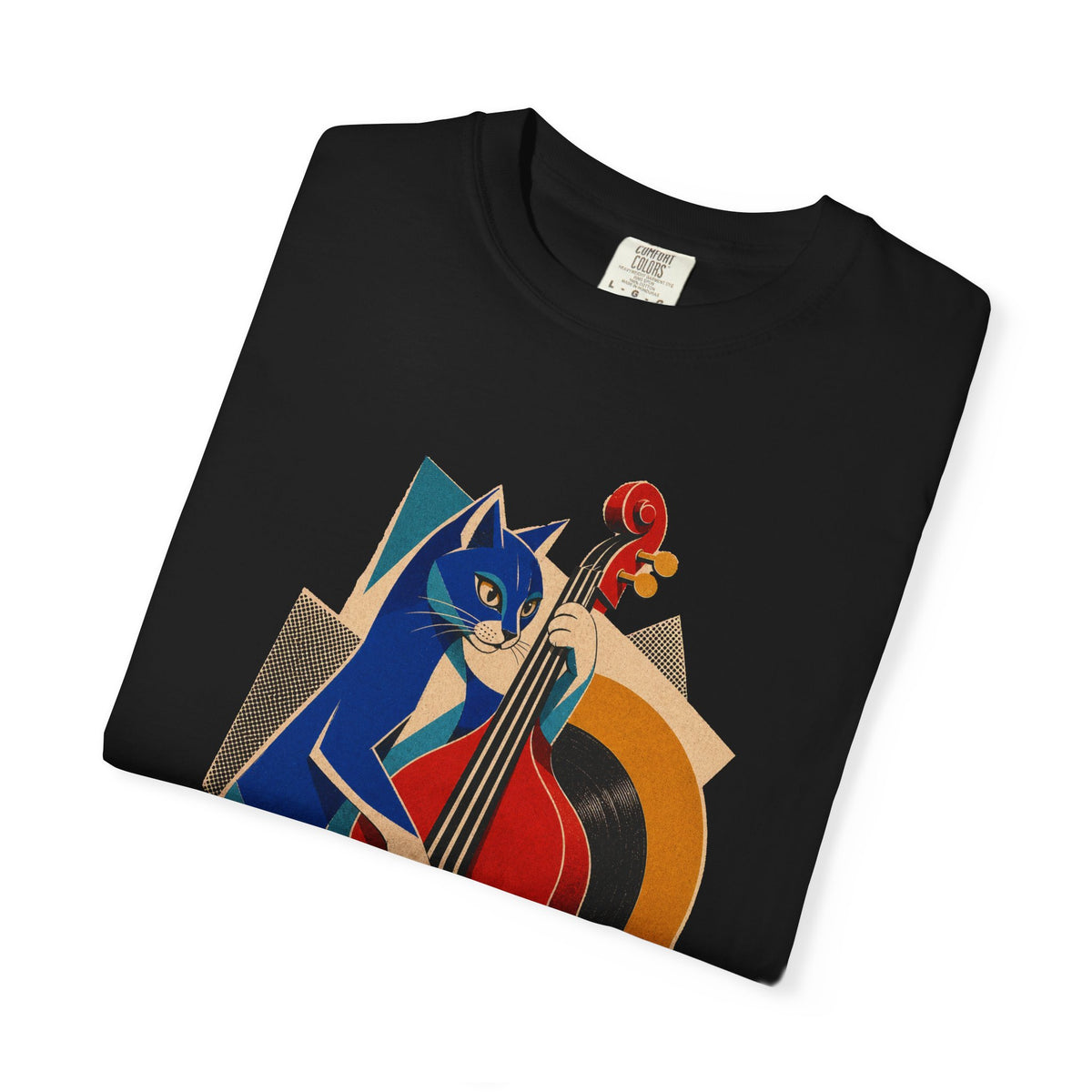 Black Bombay Upright Bass Hard-Bop Collage Graphic Tee