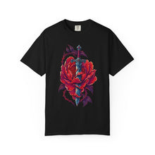 Red Violet Sword Peony Graphic Tee