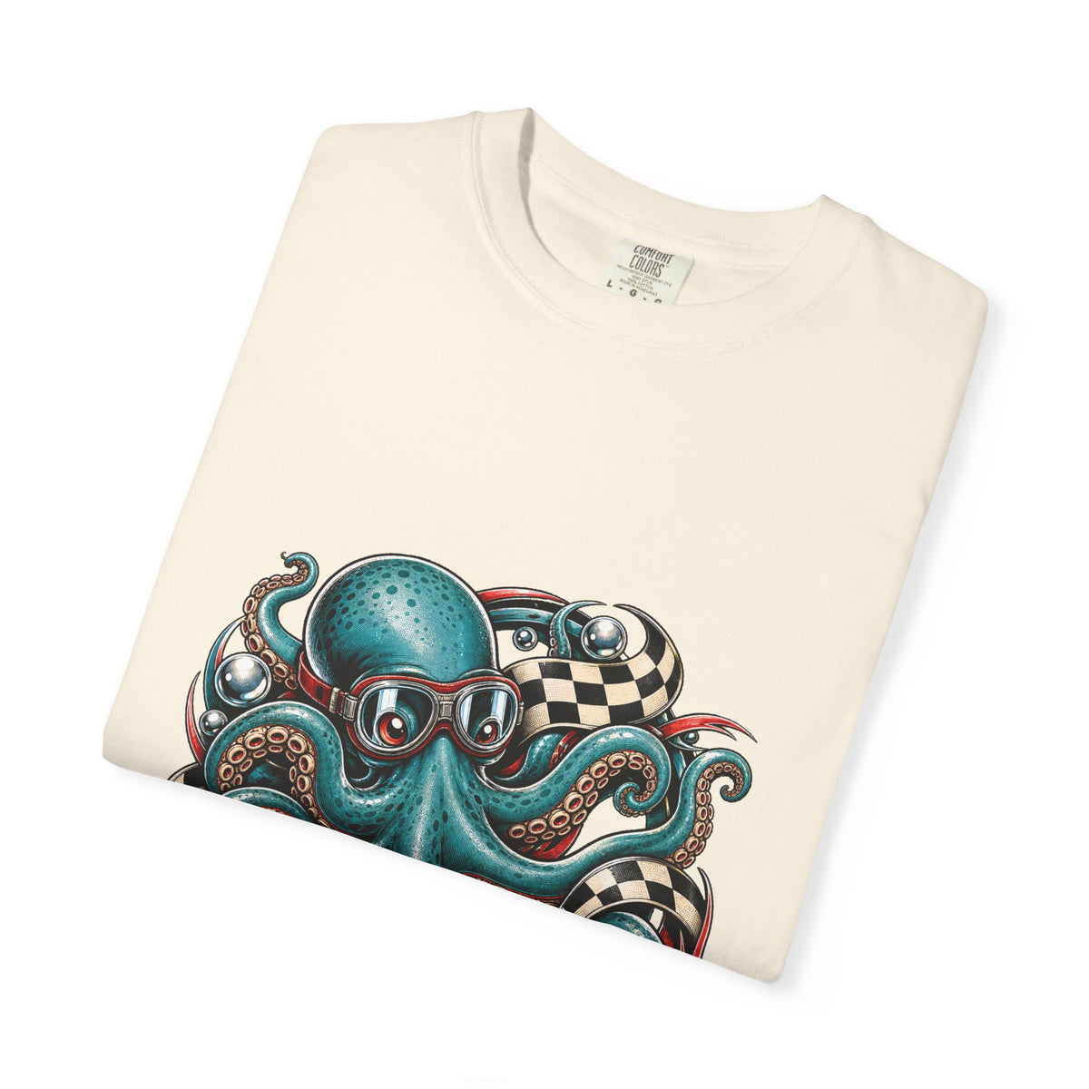 Retro Checkered Octopus Racer Graphic Tee
