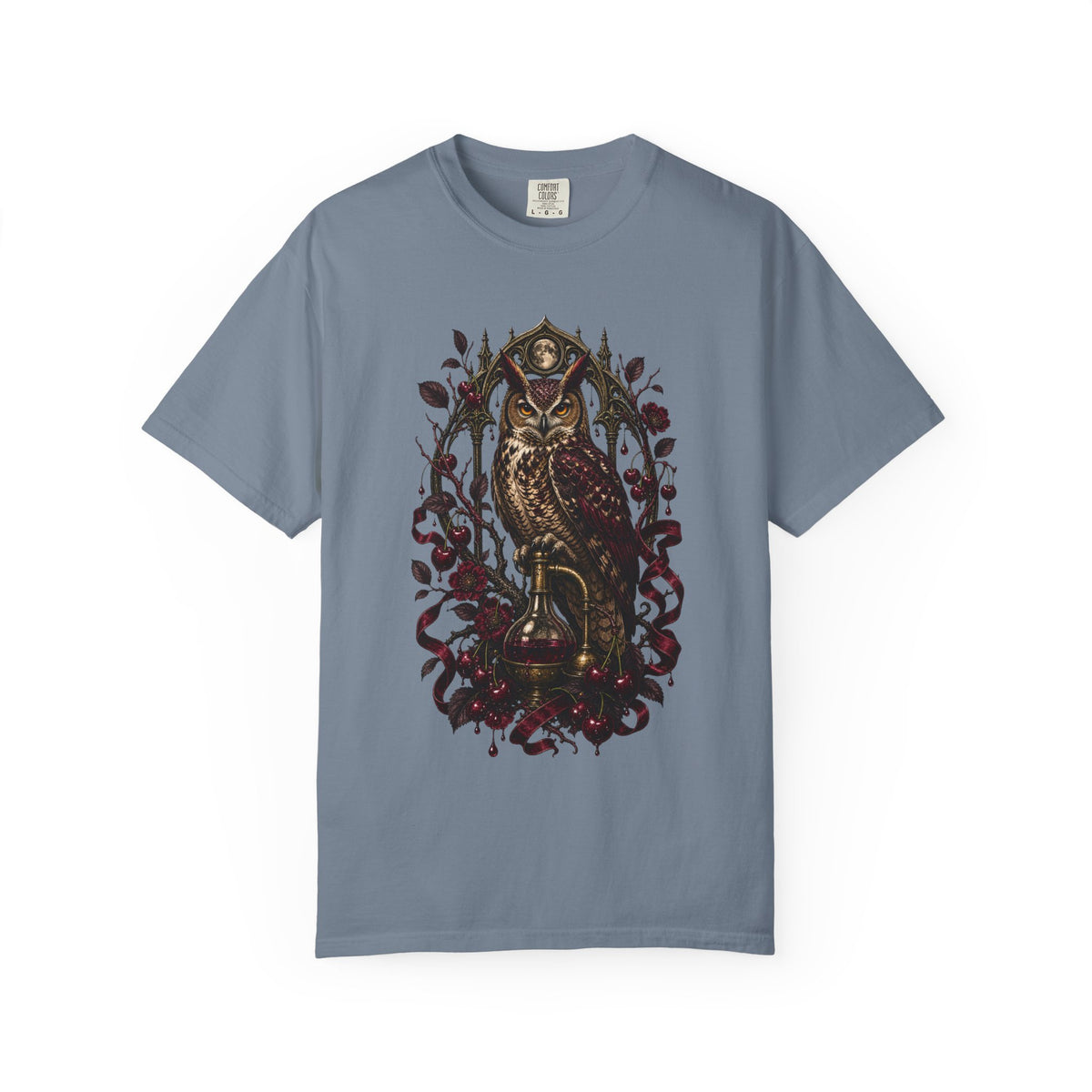 Gothic Cherry Owl Graphic Tee