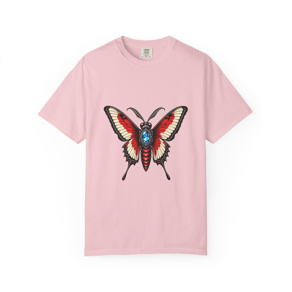 Red Gem Gothic Moth T-Shirt Graphic
