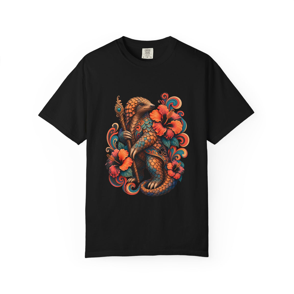 Psychedelic Hibiscus Pangolin Graphic Tee