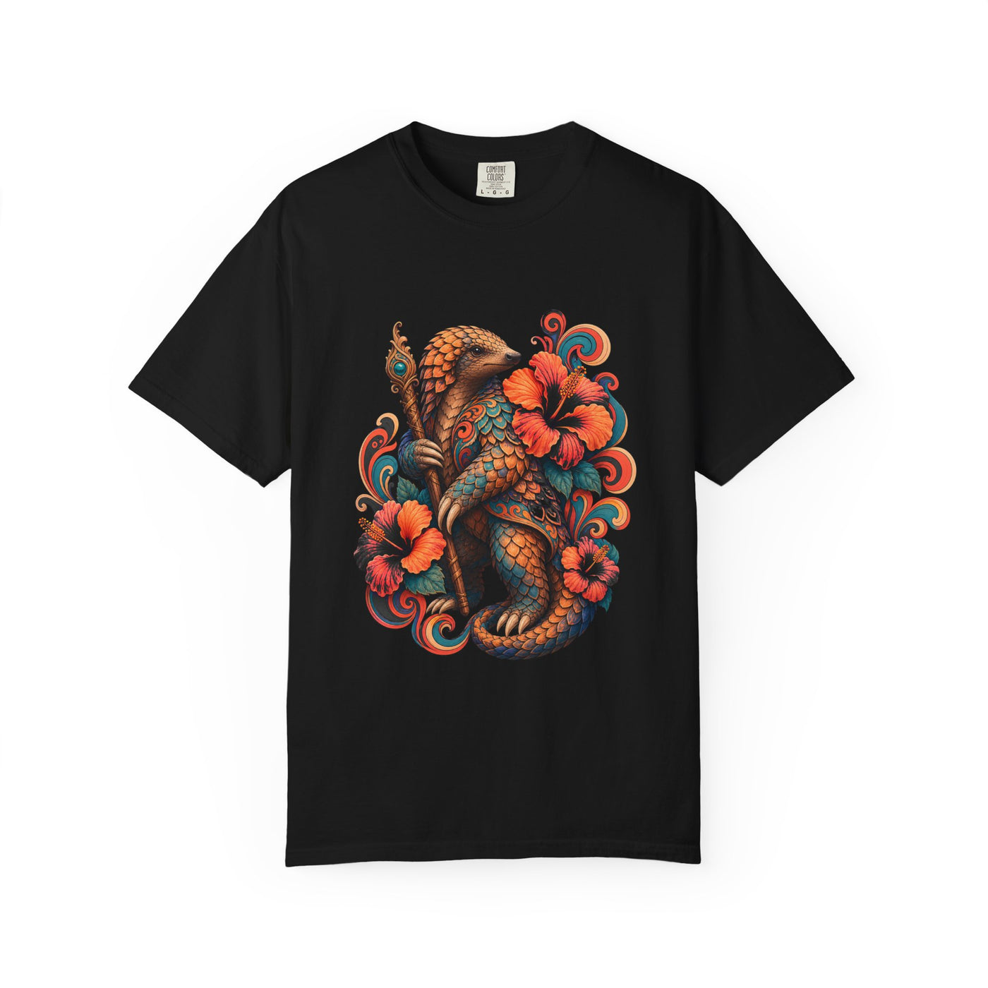 Psychedelic Hibiscus Pangolin Graphic Tee