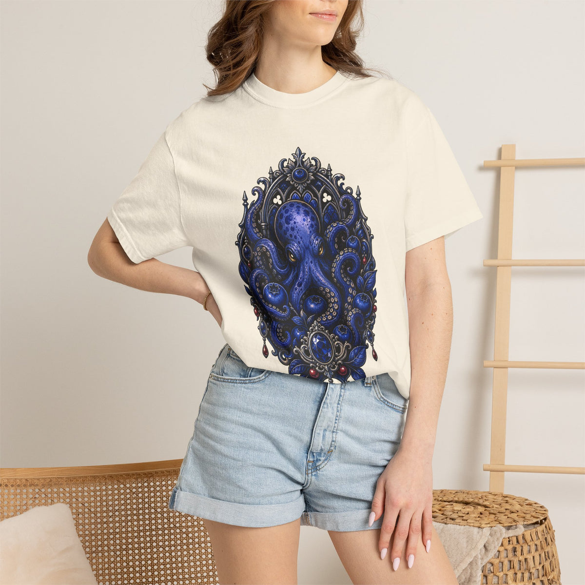 Gothic Blueberry Octopus Reliquary T-Shirt Graphic