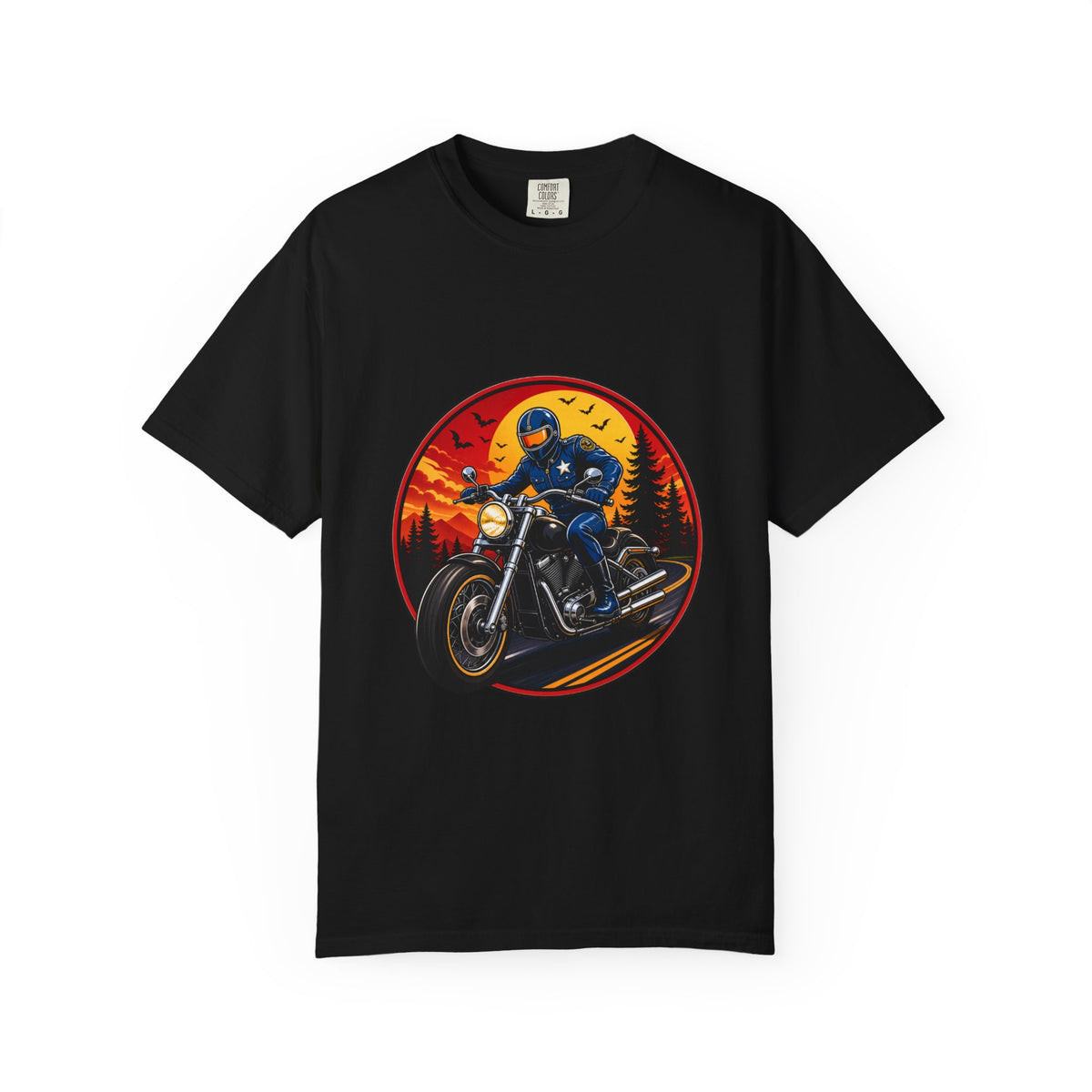 Retro Sunset Motorcycle Rider T-Shirt Graphic