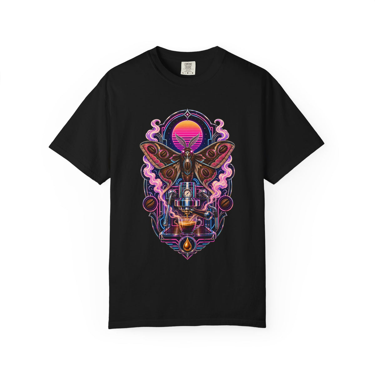 Synthwave Espresso Moth T-Shirt Graphic