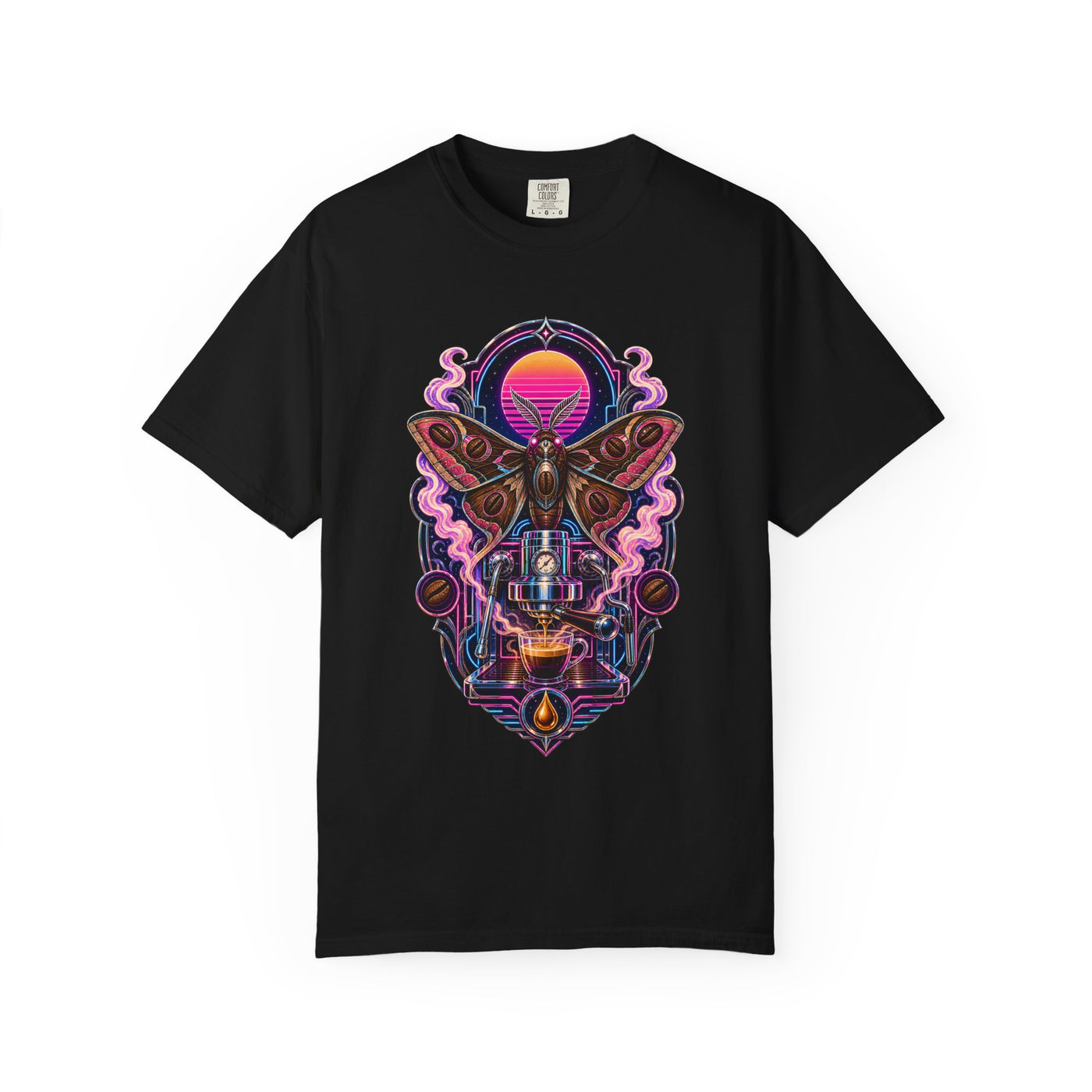 Synthwave Espresso Moth T-Shirt Graphic
