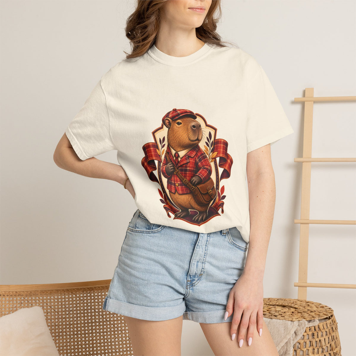Paprika Plaid Capybara Courier Graphic Tee