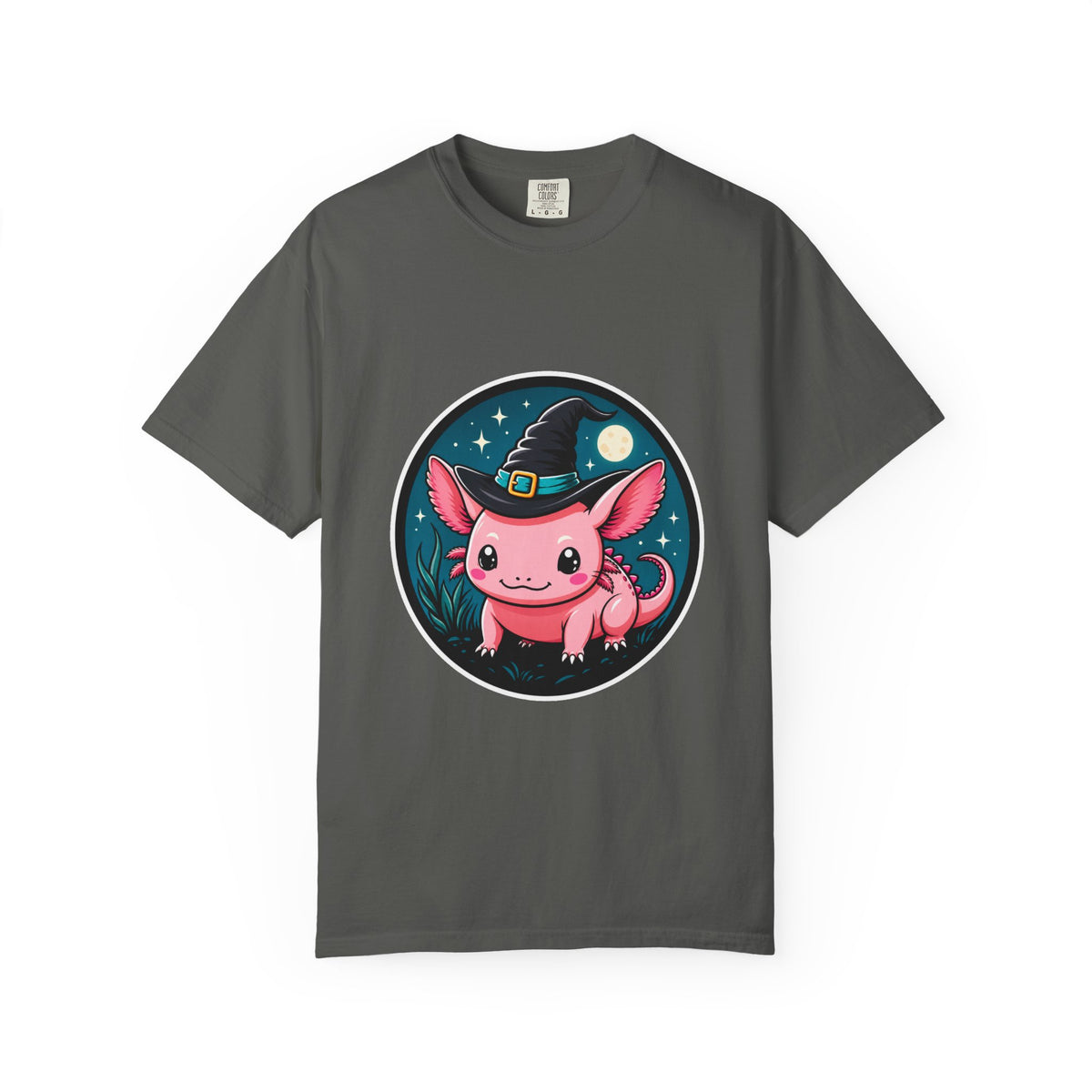 Cute Witch Axolotl Emblem T-Shirt Graphic