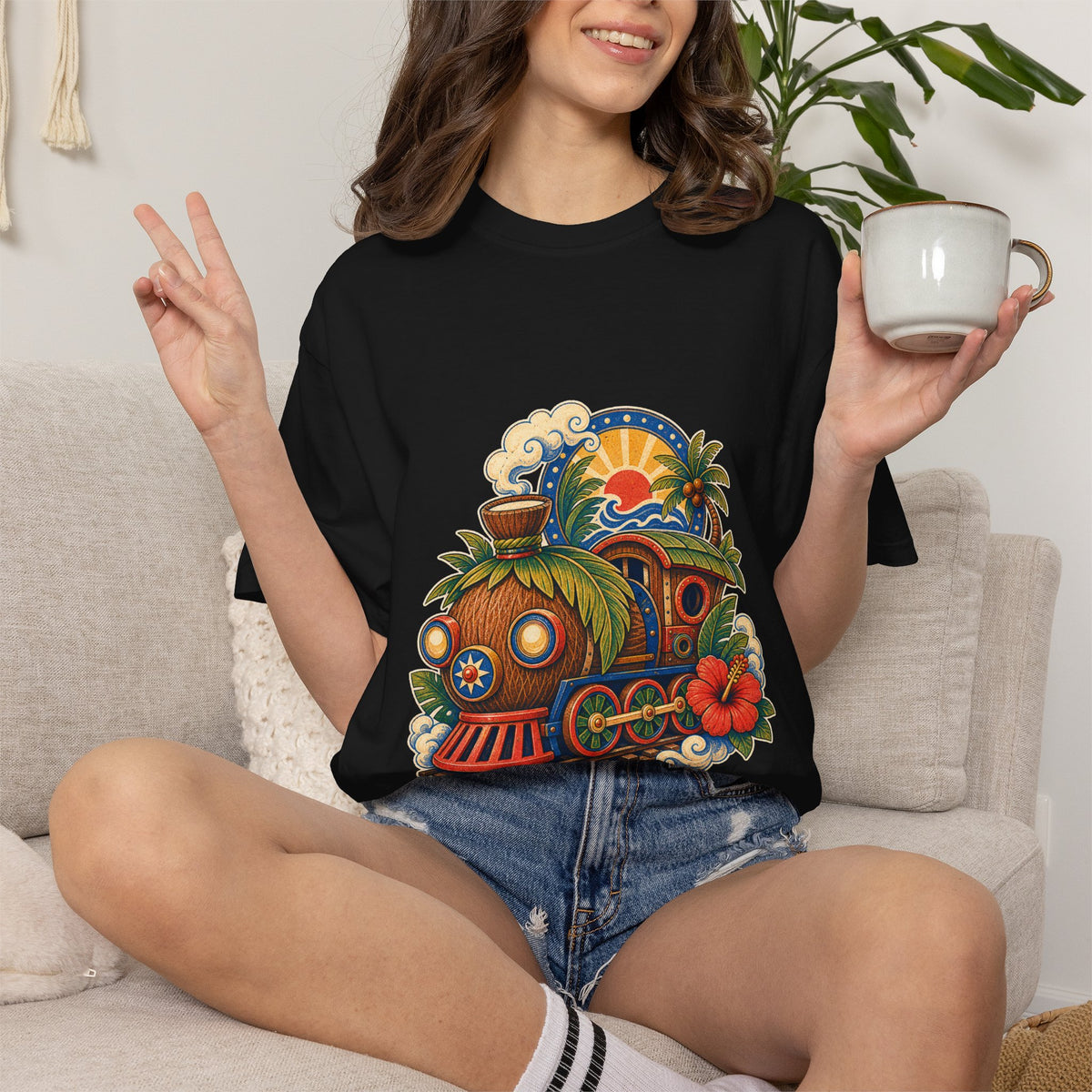 Risograph Coconut Train Guardian T-Shirt Graphic