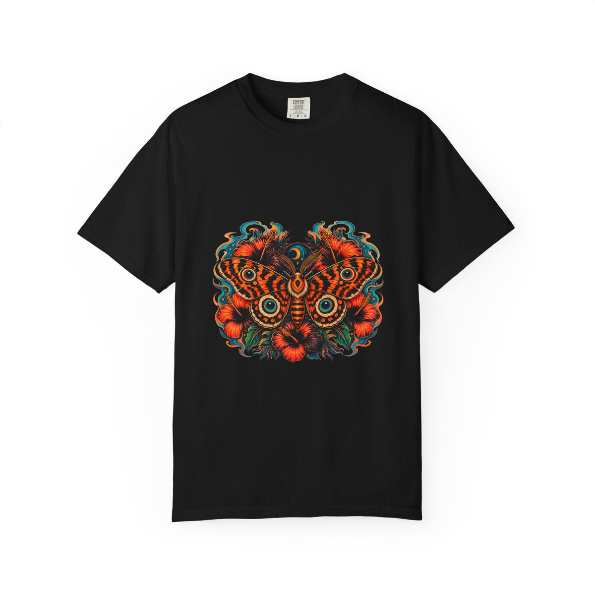 Psychedelic Hibiscus Tiger Moth T-Shirt Graphic