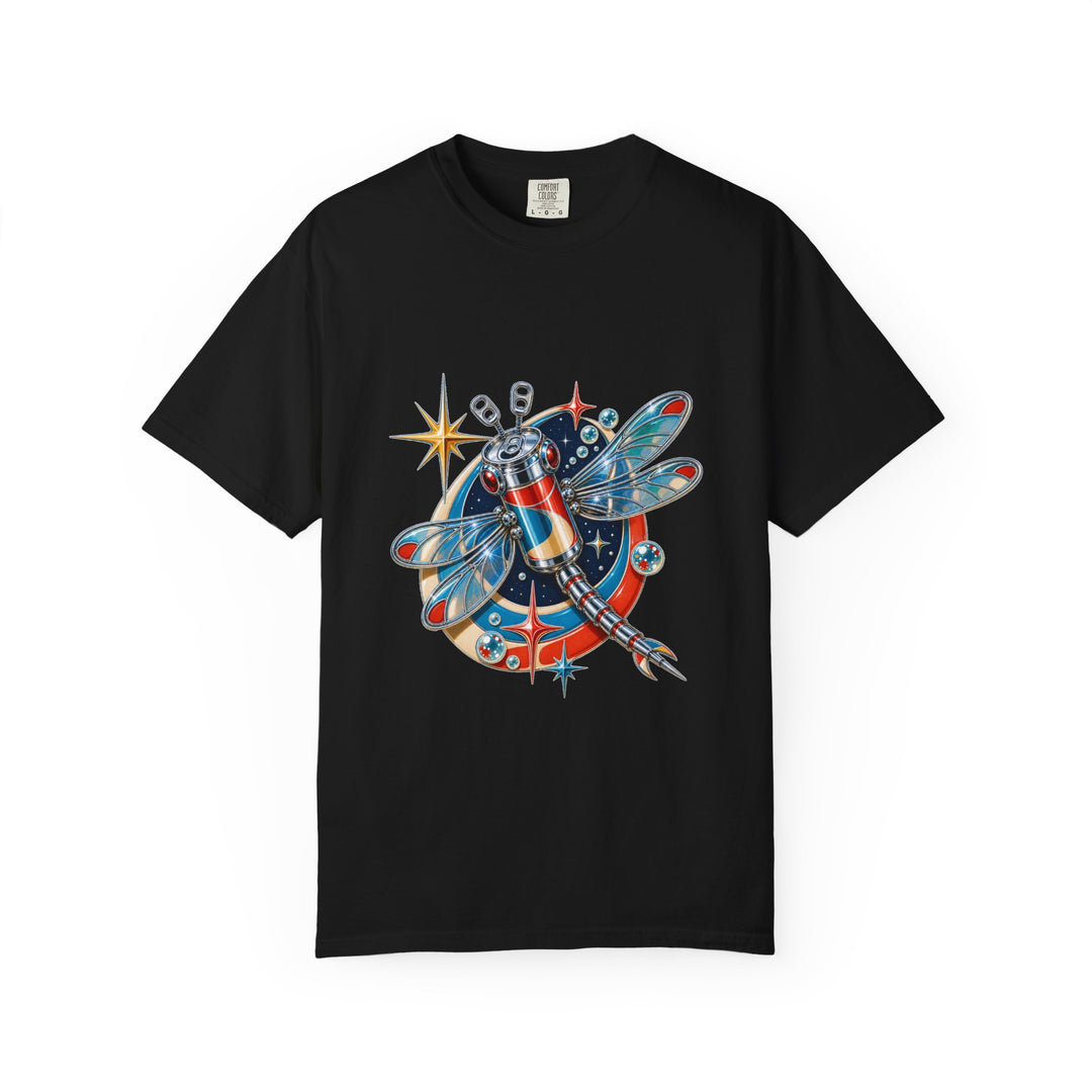 Retro Futurist Soda Can Dragonfly T-Shirt Graphic