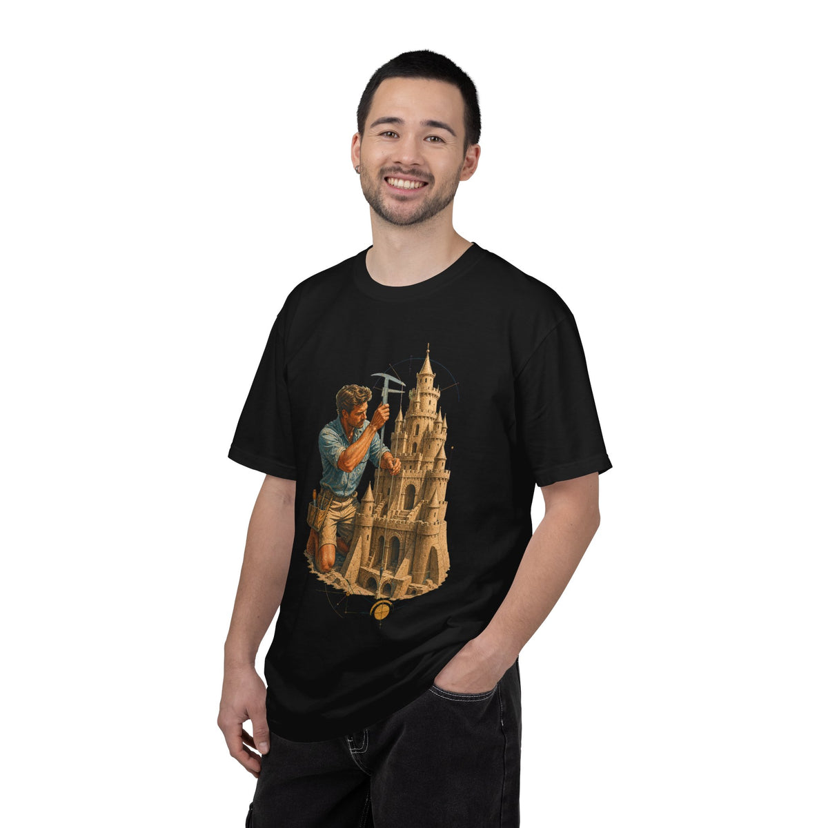 Sandcastle Structural Engineer Retro Blueprint Graphic Tee