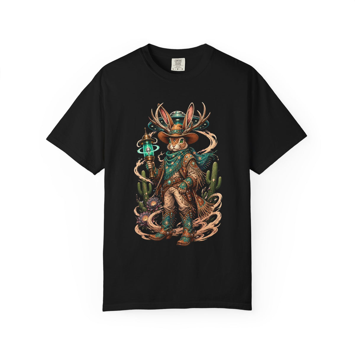 Alien Desert Jackalope Cowgirl T-Shirt Graphic