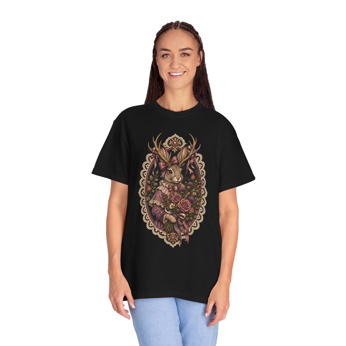 Ribbon Lace Jackalope Florist T-Shirt Graphic