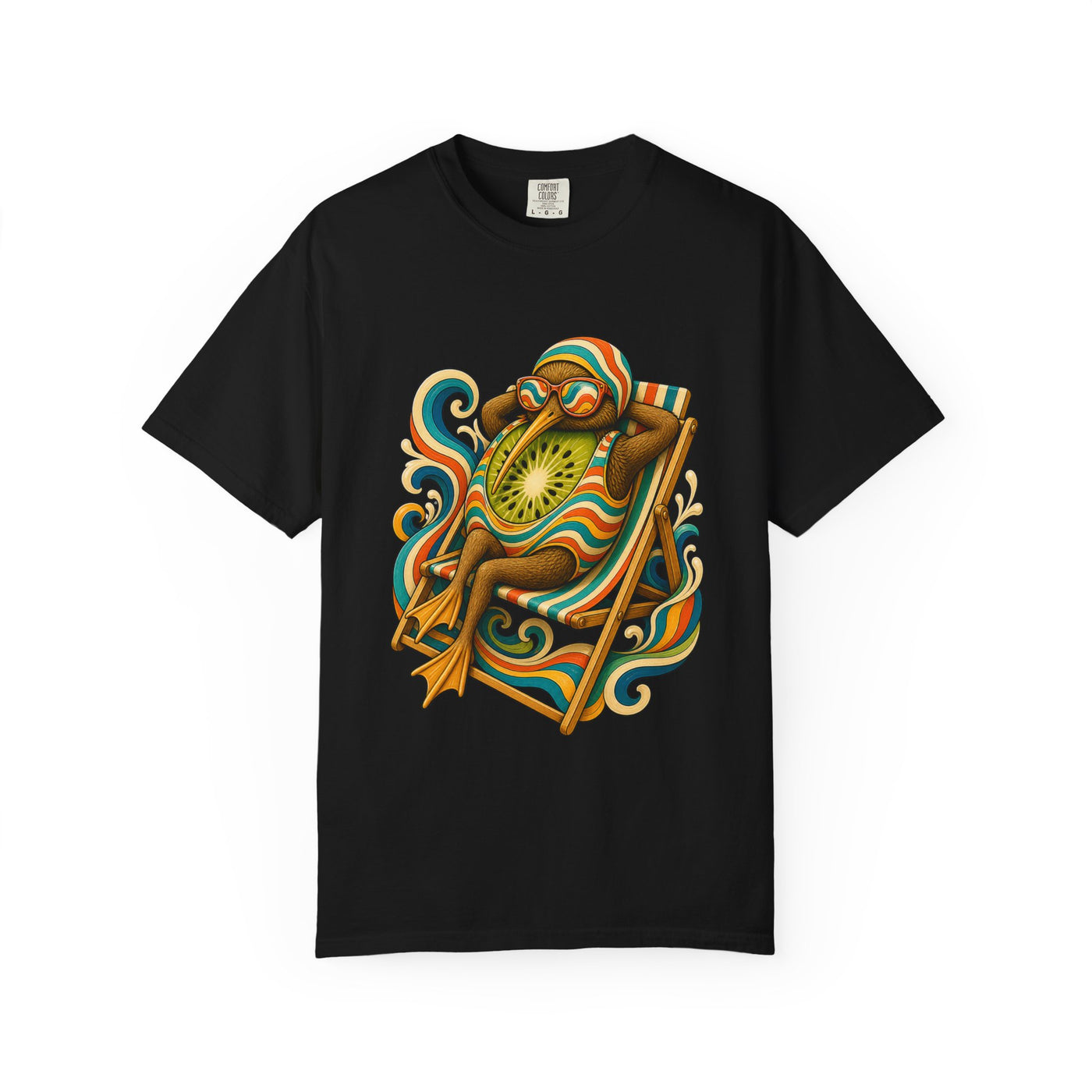 Psychedelic Deck Chair Kiwi Swimmer T-Shirt Graphic