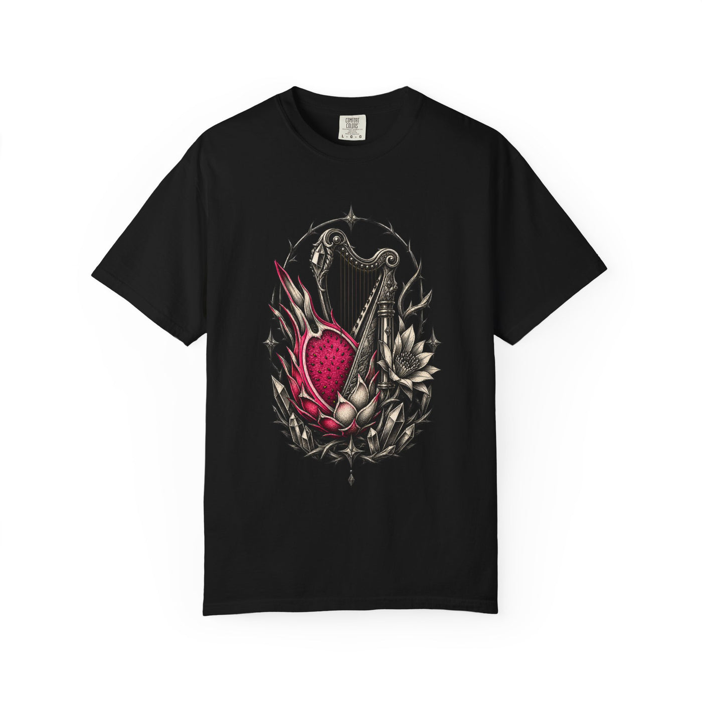 Blackwork Mineral Dragonfruit Harp T-Shirt Graphic
