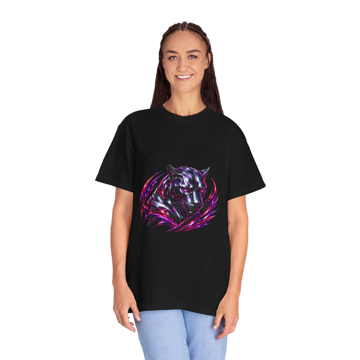 Red Violet Liquid Chrome Panther Graphic Tee