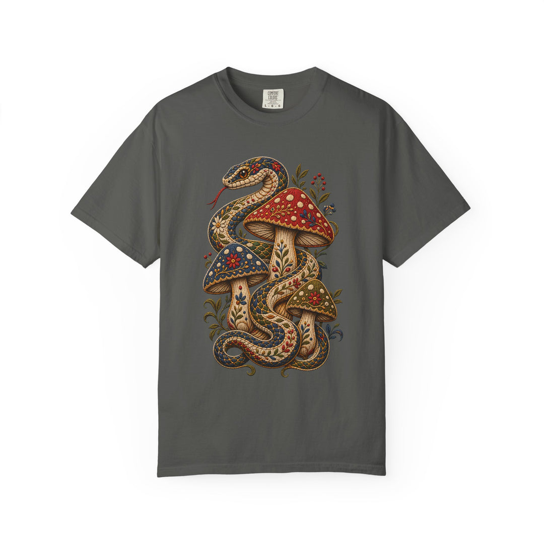 Embroidered Mushroom Serpent Graphic Tee