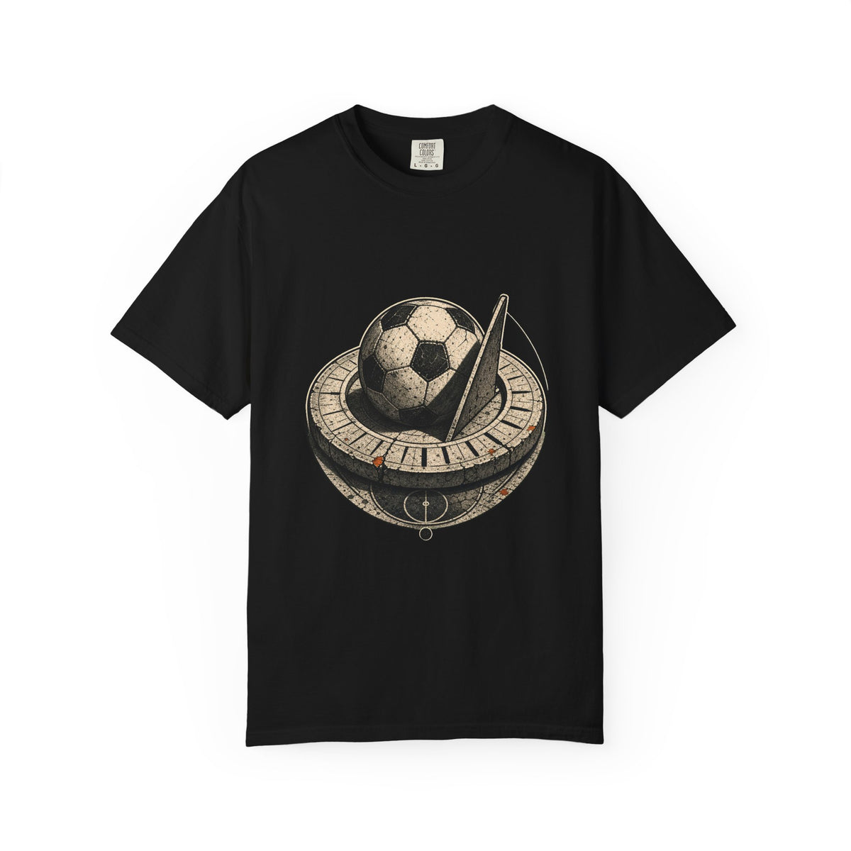 Blackwork Soccer Sundial T-Shirt Graphic