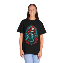 Red Hair Skeleton Mermaid Badge T-Shirt Graphic