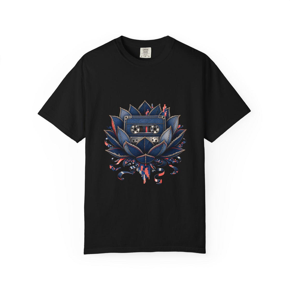Glitch Denim Cassette Lotus Graphic Tee