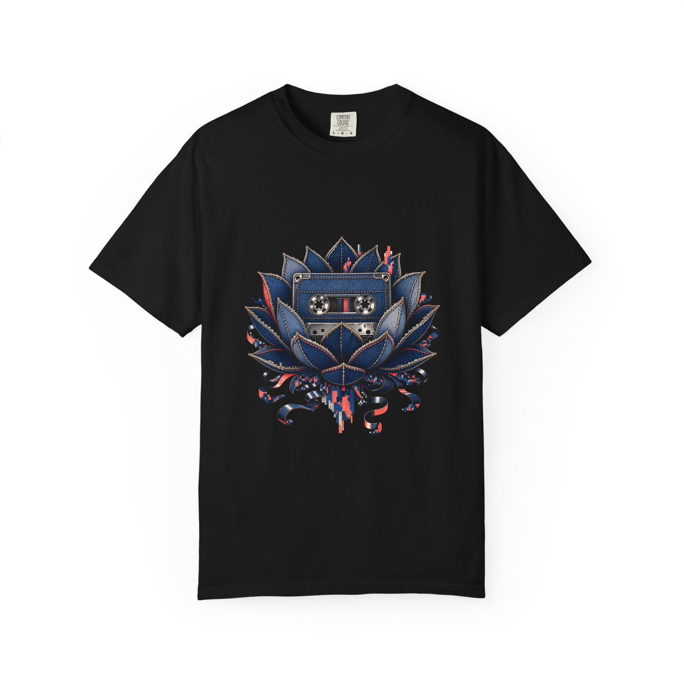 Glitch Denim Cassette Lotus Graphic Tee