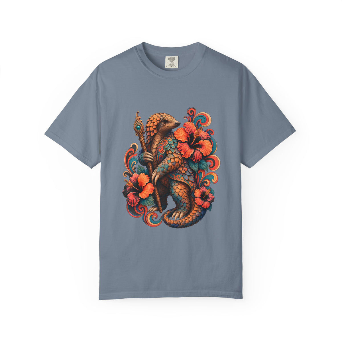 Psychedelic Hibiscus Pangolin Graphic Tee